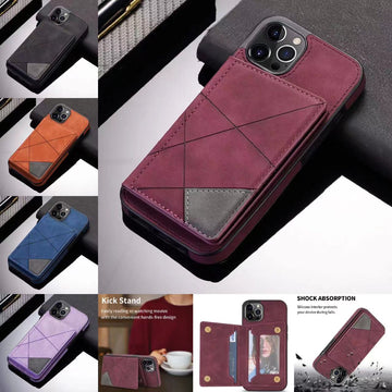 Case For iPhone 16 15 Series Luxury Leather Flip Kickstand Card Slot Cover