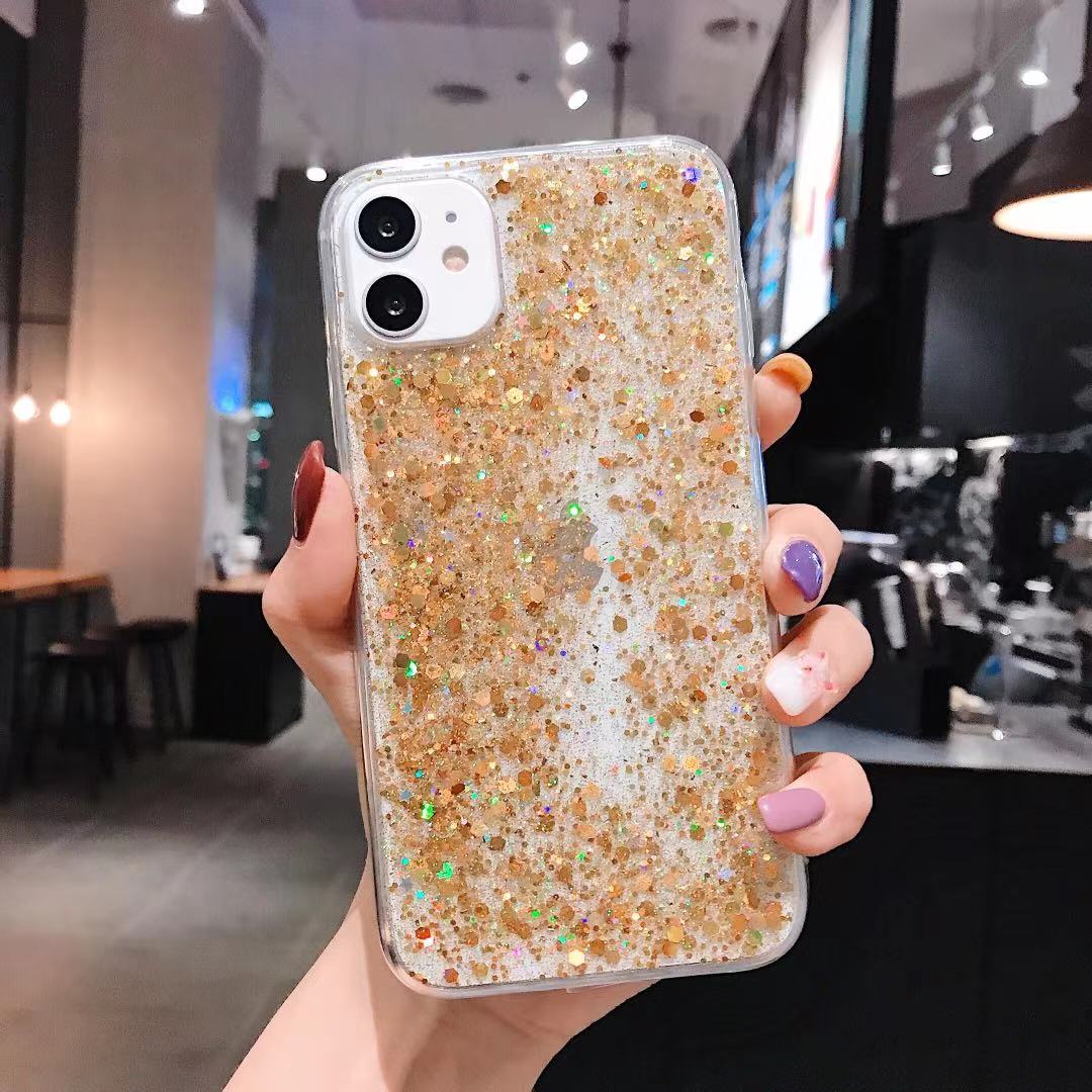 Glitter Case For iPhone X XS XR XS Max Shockproof TPU Cover Gold