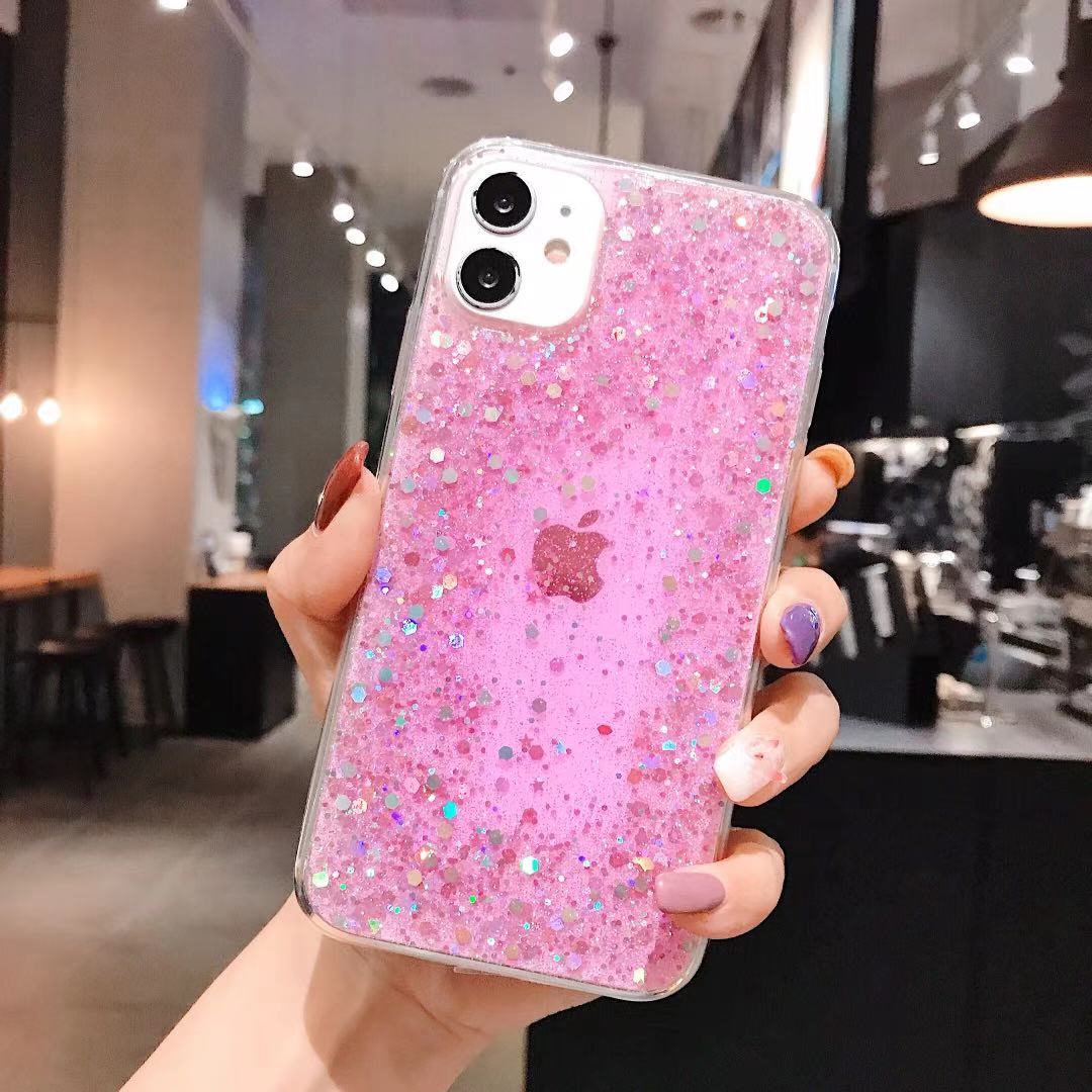 Glitter Case For iPhone X XS XR XS Max Shockproof TPU Cover Pink