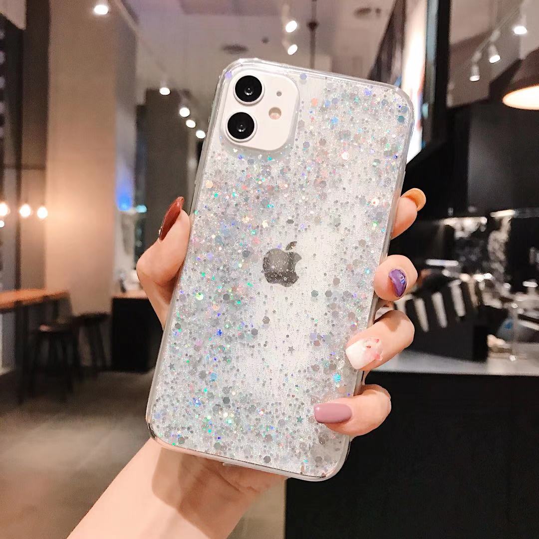 Glitter Case For iPhone X XS XR XS Max Shockproof TPU Cover Silver