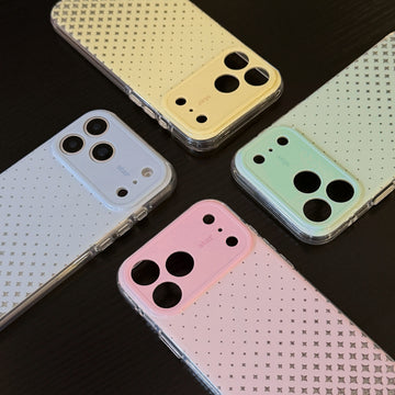 Wobomatic Star Pattern Glitter iPhone case in four colours - Sakura Pink, Sky Blue, Cream Yellow, Mint Green