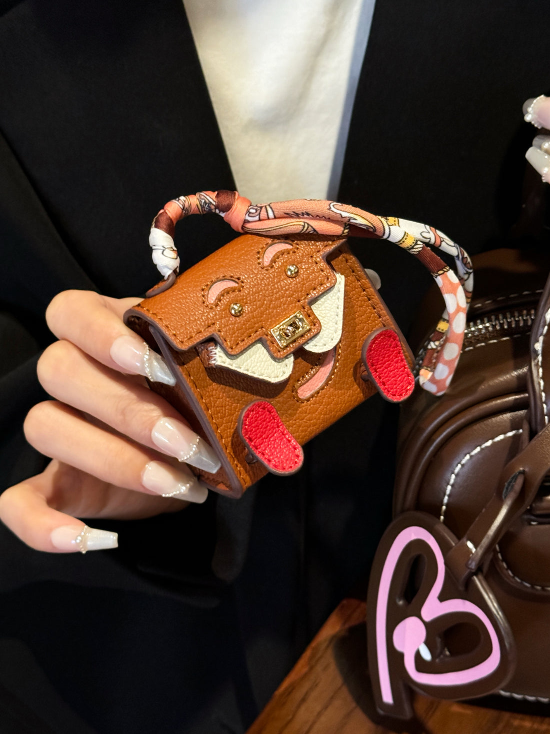 Holiday Haul Mini Tiny PU Leather HandbagDecoration Pendant Bag For Airpods 4 3 2 Pro 2 For Galaxy Buds 3 3 Pro 2 2 Pro/Buds FE Headphone Case