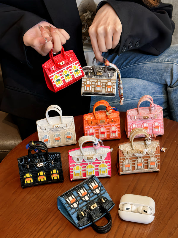 Mini BackpackHanging Creative House Headphone Bag For Airpods 4 3 Pro2 Headphone bag Creative Small Window With Lanyard