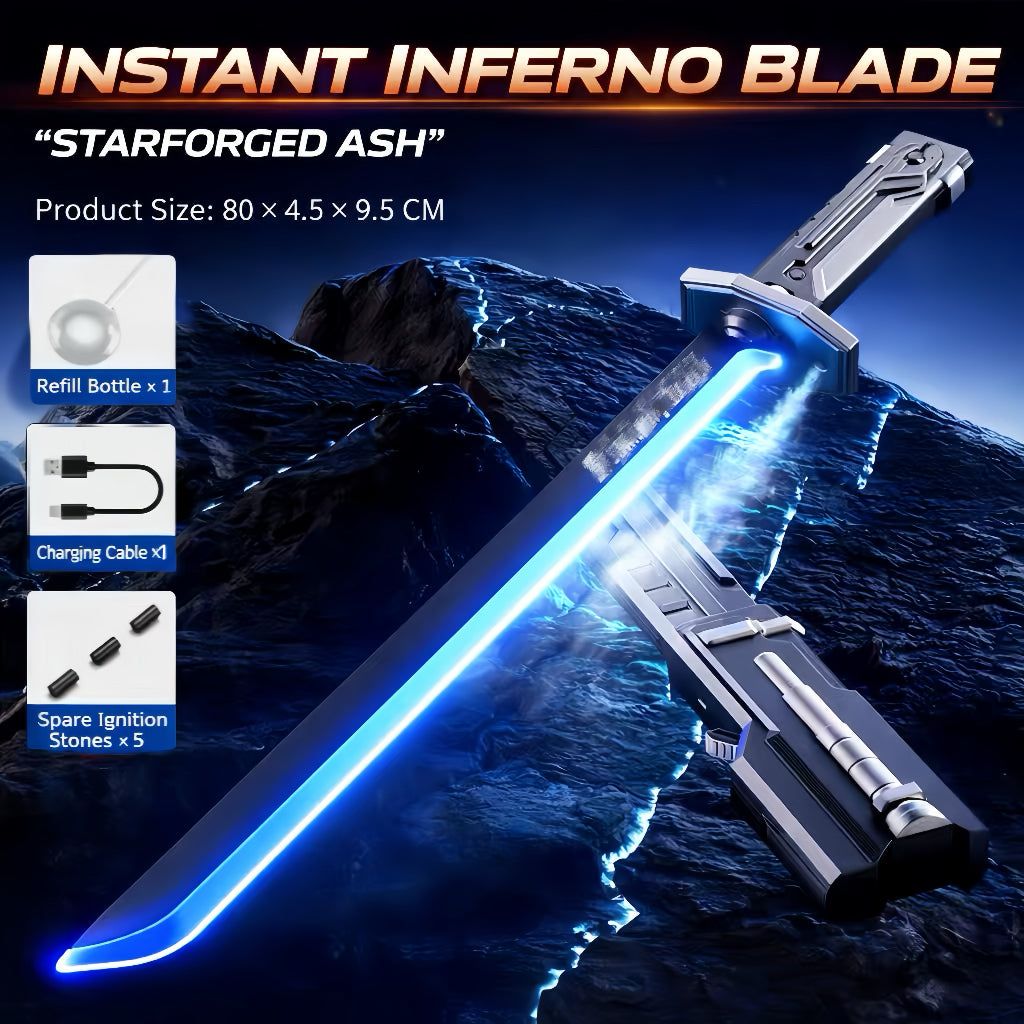 Cyberpunk Neon Sword Lightsaber Toy 31.5" Spark Blade Sound & Fog Eight-Color Streaming Light Effect Type-C Rechargeable for Rave Cosplay & Display