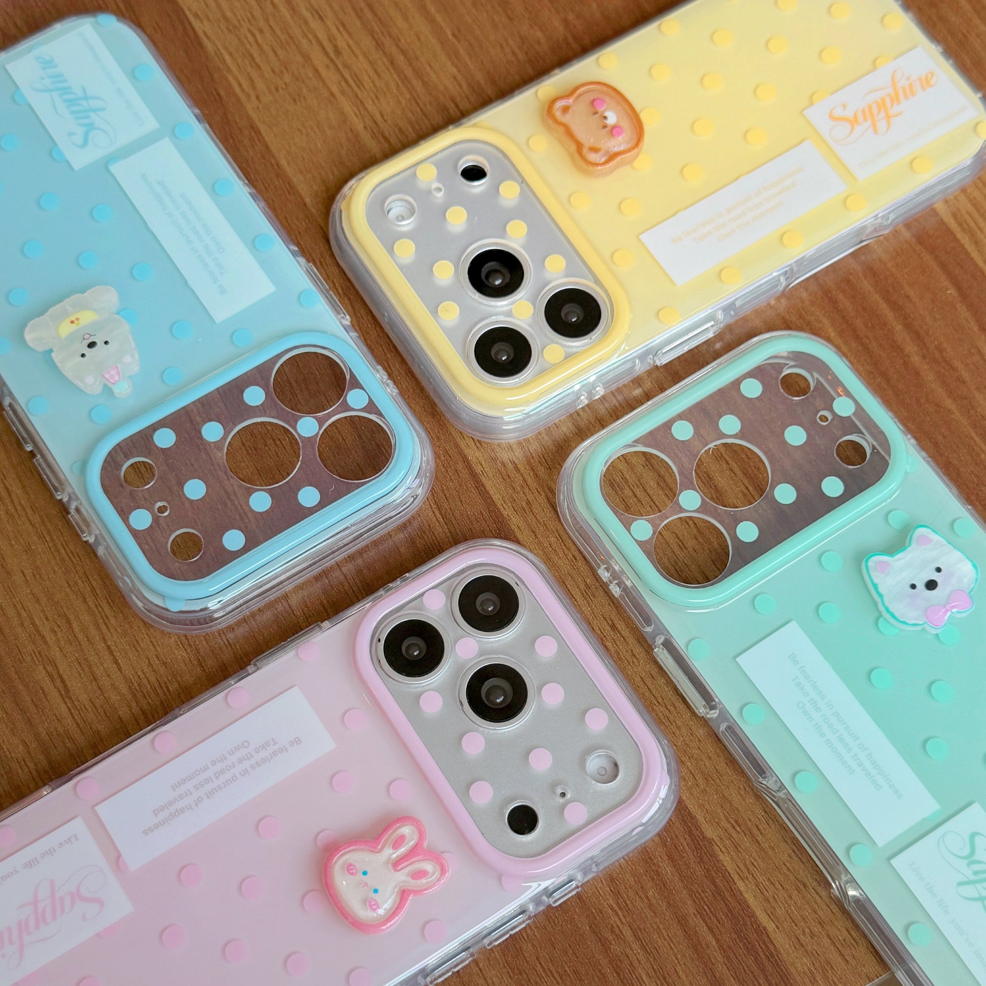 Adorable 3D animal phone case with polka dots. Shockproof, lightweight, and anti-yellowing. Perfect for iPhone 15/16/17.