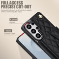 Black Samsung Galaxy leather case displaying 1.5mm raised camera bezel and 1mm raised screen edge protection