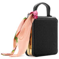 Black luxury leather handbag phone case for Samsung Galaxy Z Flip with gold electroplated edges and silk scarf