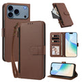 Brown — card slots, zipper pocket
