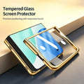 Built-in tempered glass screen protector frame for iPhone DUO showcasing touch precision