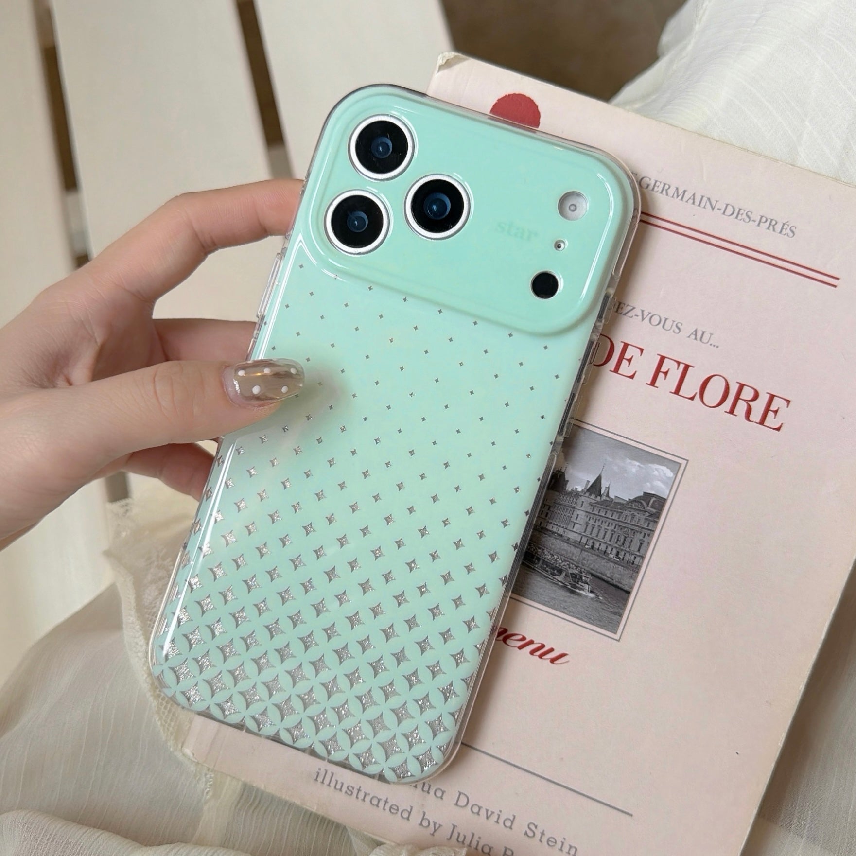 Case installed showing how to snap iPhone into place