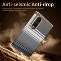 Charcoal black mesh textured Samsung Galaxy Z Fold 8 case highlighting anti-seismic drop-proof interior and exterior protection layers