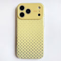 Cream Yellow star iPhone case with glitter detail in natural lighting