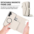 Cream white 2-in-1 detachable magnetic leather wallet case for Samsung Galaxy A series showing slim inner phone cover removed from the outer purse.