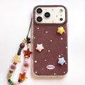 Cute starry iPhone case front view – 3D glossy star decorations in yellow pink blue – fits iPhone 17 16 15 series