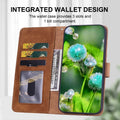 Dandelion cat flip folio case open showing 3 card slots and cash pocket interior