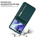 Dark green shockproof soft edge leather case for Samsung Z Flip landing safely on impact.⁠