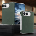 Deep forest green eco-leather protective case for Apple iPhone DUO featuring shockproof hinge armor.