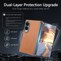 Dual-layer hinge protection feature highlighting dust-proof, anti-knock, and anti-abrasion barrier on Galaxy Z Fold 8 case.