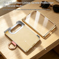Fine microfiber interior lining inside gold trimmed iPhone DUO leather protective shell