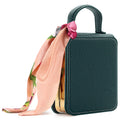 Forest green luxury leather handbag phone case for Samsung Galaxy Z Flip with top handle and decorative scarf