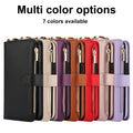 Front view showing 7 color options for Samsung Galaxy S26 Ultra RFID crossbody leather wallet case