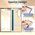 Internal view of Samsung Galaxy Z Fold case showing front screen glass film and anti-slip positioning sticker