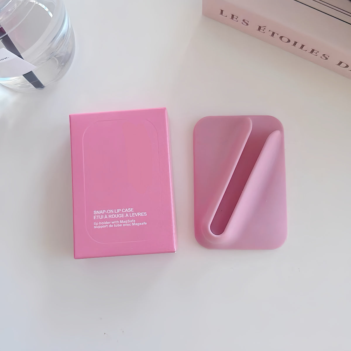 MagSafe lip gloss holder phone wallet in Toast-rose Taupe – silicone lipstick sleeve for iPhone