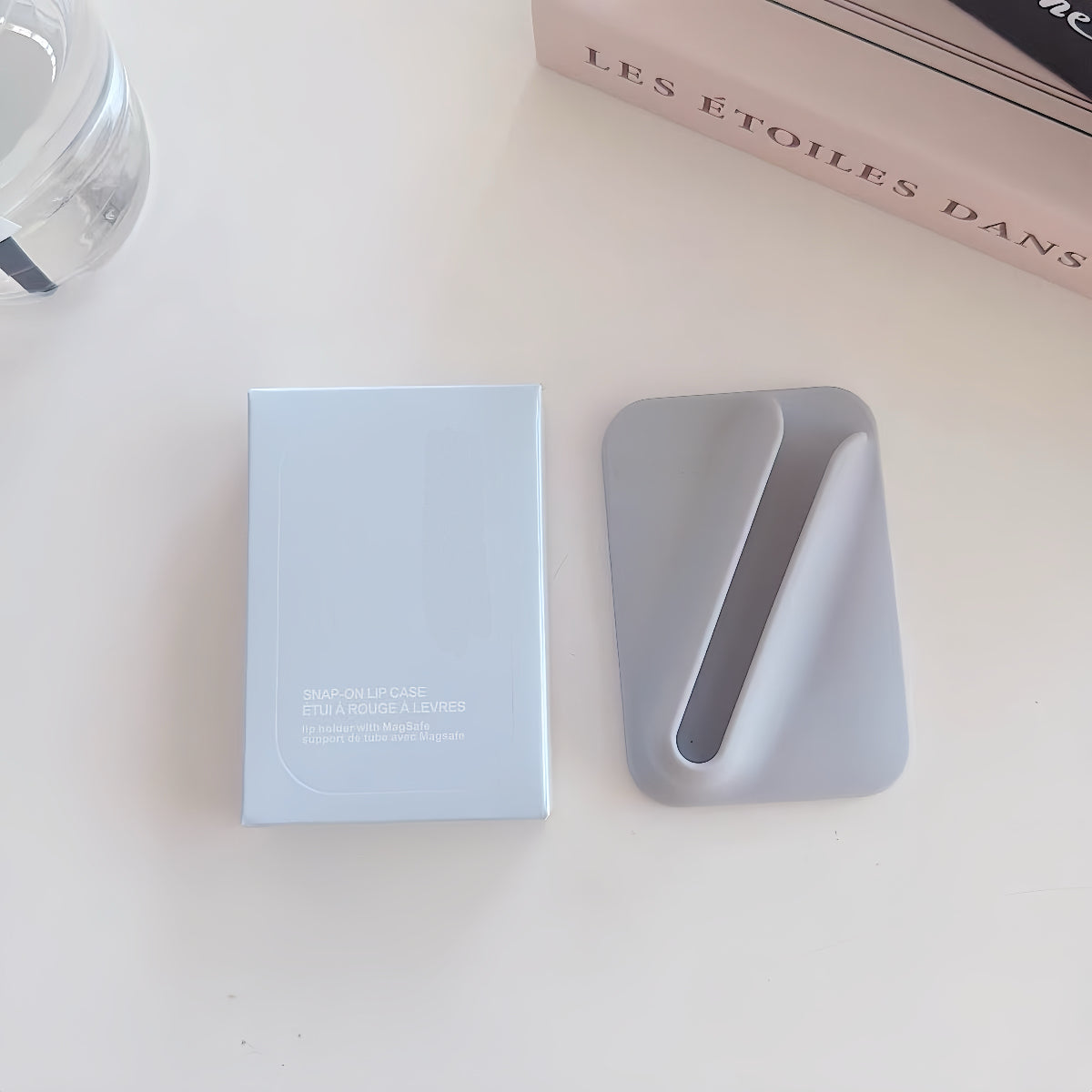 MagSafe lip gloss holder phone wallet in Unscented grey – silicone lipstick sleeve for iPhone