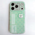 Mint Green Kitty 3D Phone Case - Sweet cat with bow design on fresh green polka dot phone cover