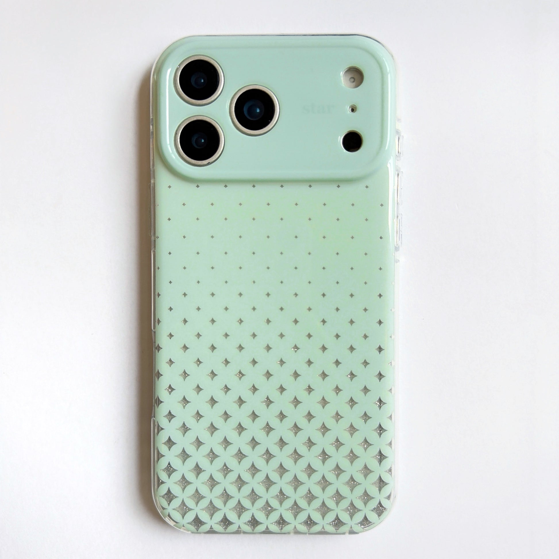 Mint Green Maroon Star case showing smooth TPU surface