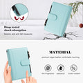 Mint green PU leather wallet folio case for Samsung Galaxy Z Fold 8 showing stitched edges, clasp closure and a close-up of the case corner.