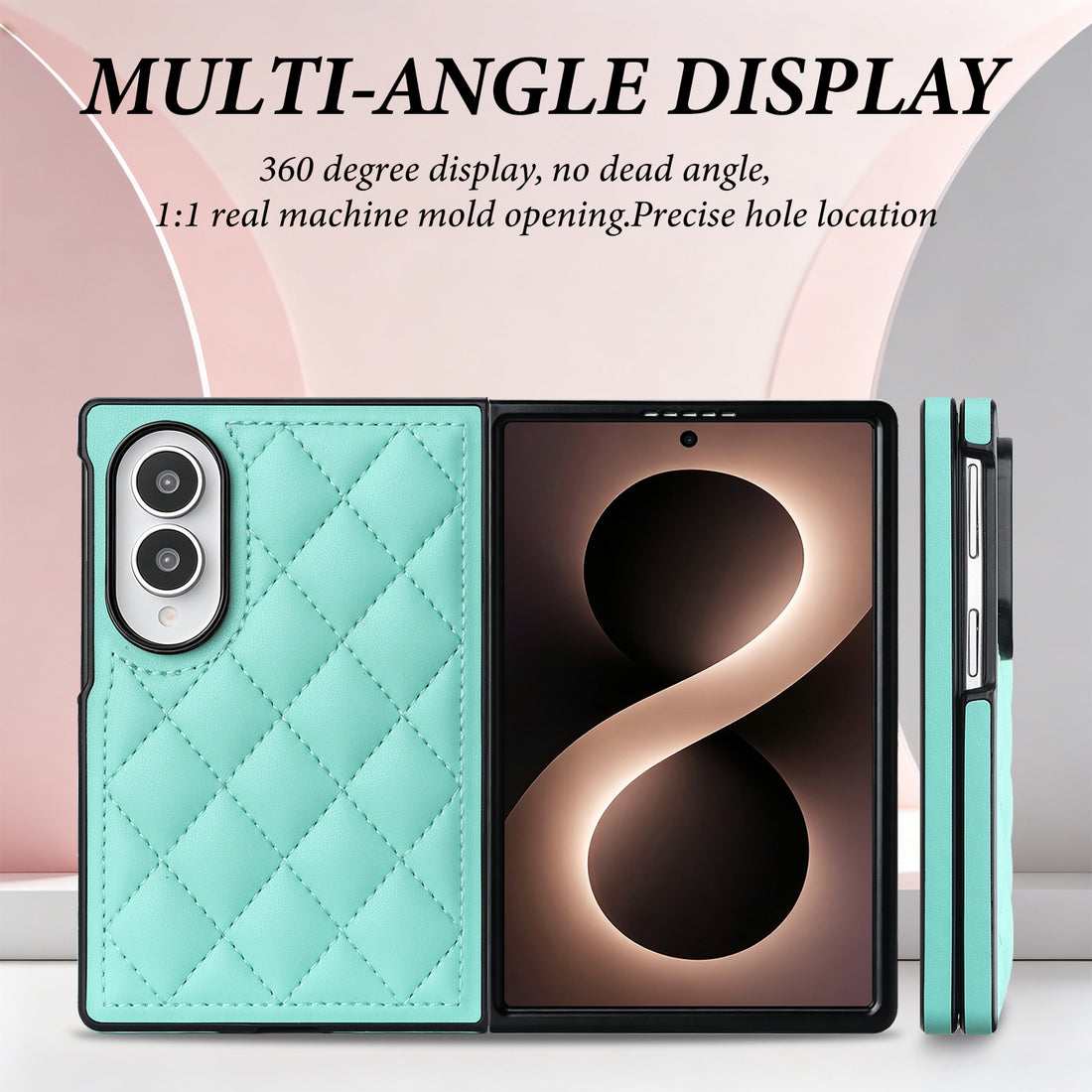 Seven colors of quilted diamond leather cases lined up for Samsung Galaxy Z Fold 8