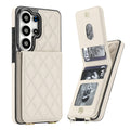 Off-white quilted leather wallet case for Samsung Galaxy with open snap card holder and ID window