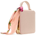 Pink luxury leather handbag phone case for Samsung Galaxy Z Flip with top handle and floral silk scarf accent