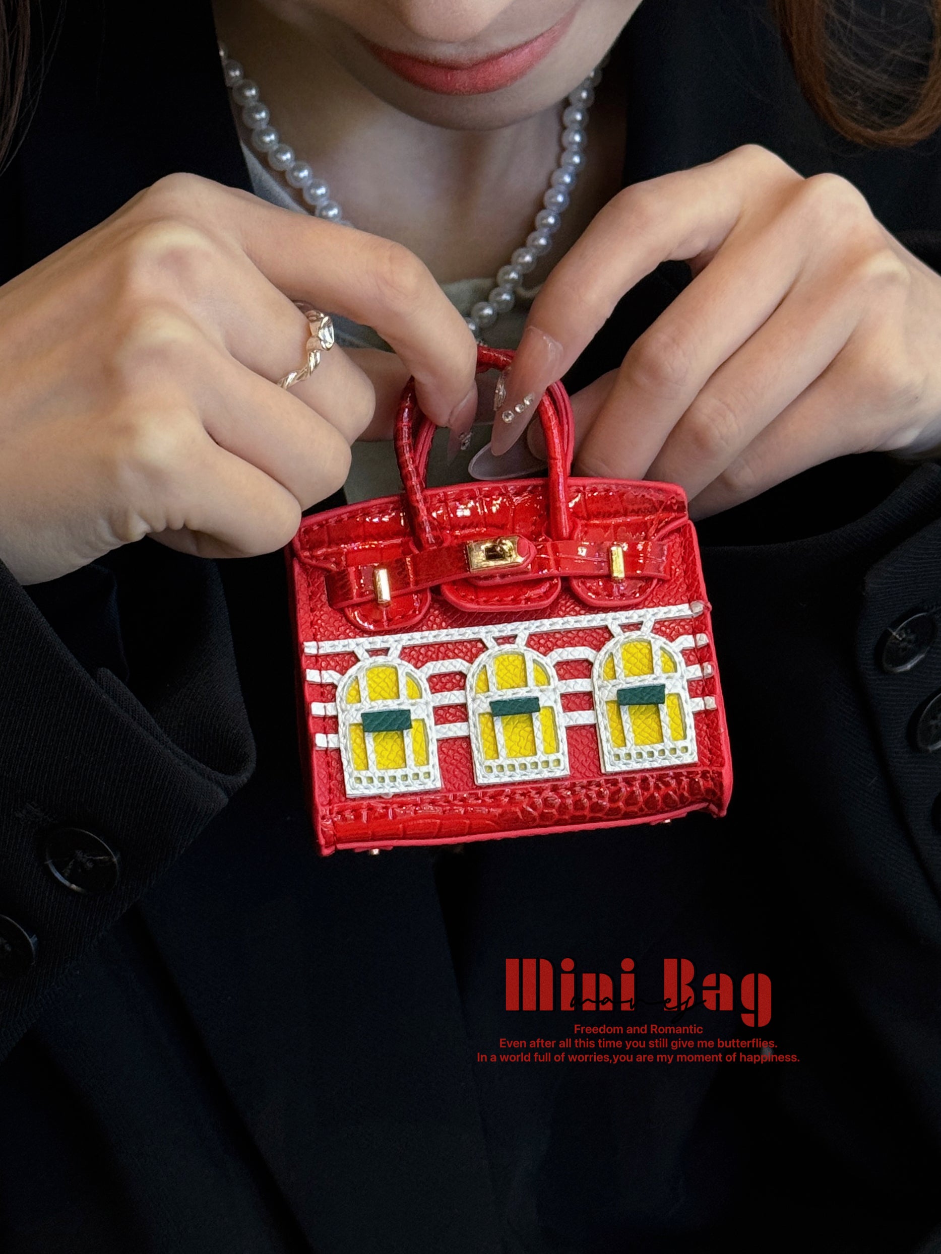 Red bold AirPods protective bag, vibrant and eye-catching design, stands out from the crowd