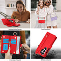 Red leather flip wallet case for Samsung S26 Ultra featuring kickstand holder and anti-drop protection
