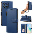 Royal blue Motorola Moto G Power 5G crossbody leather wallet case set featuring rear camera cutout, wrist strap, kickstand mode, and open card slot interior