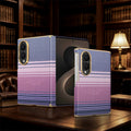Royal purple checkered pattern hard case for Samsung Galaxy Z Fold 8 featuring electroplated gold trim in a library setting
