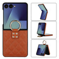 Samsung Galaxy Z Flip 8 quilted leather case in Brown with gold ring kickstand – 180° folding design