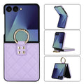 Samsung Galaxy Z Flip 8 quilted leather case in Purple with gold ring kickstand – 180° folding design