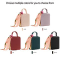 Samsung Galaxy Z Flip leather handbag phone case color options in pink, purple, red, green, and black