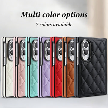 Seven colors of quilted diamond leather cases lined up for Samsung Galaxy Z Fold 8