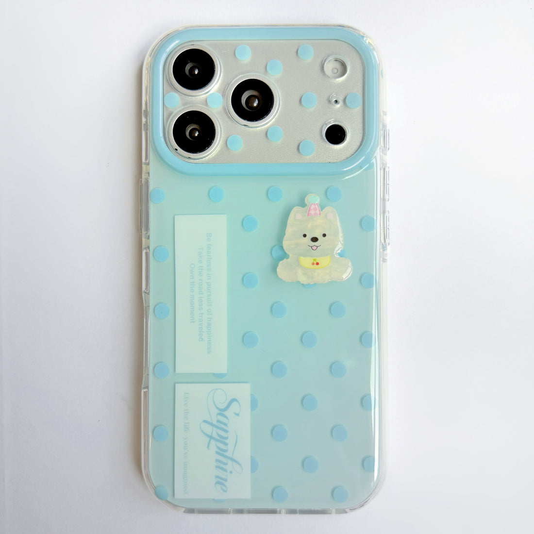 Wobomatic Cute Cartoon 3D Phone Case featuring pastel polka dot pattern with 3D animal decoration - Shockproof TPU case for iPhone 15 16 17