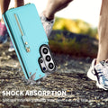 Sky blue leather zipper wallet phone case for Samsung Galaxy with reinforced shockproof edge protection