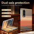 Terracotta plaid Samsung Galaxy Z Fold 8 slim hard case displaying dual-axis magnetic hinge protection and electroplated camera lens frame