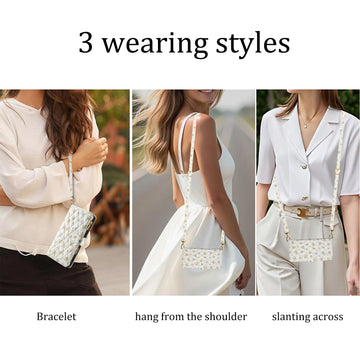 Three wearing styles for iPhone 18 Pro Max floral leather case bracelet wristlet, shoulder bag, and crossbody