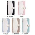 Two-tone leather crossbody zipper wallet case in black, pink, blue, brown, and green for iPhone 17 and 18 series.