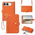 Vibrant Orange leather crossbody folio case for iPhone DUO with gold magnetic clasp
