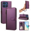 Violet purple Motorola Moto G Power 5G leather wallet case set featuring rear camera protection, hand wristlet strap, desktop stand mode, and open card slots