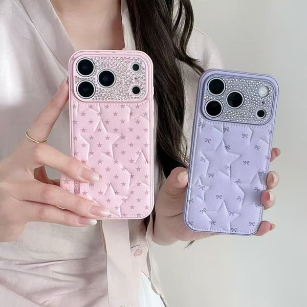 Wobomatic Quilted Star iPhone Case in Lavender Purple and Sakura Pink — Y2K coquette girly phone case for iPhone 14 15 16 17